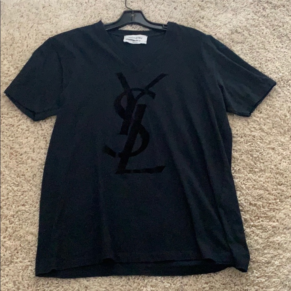 Men’s Black YSL logo T-shirt.